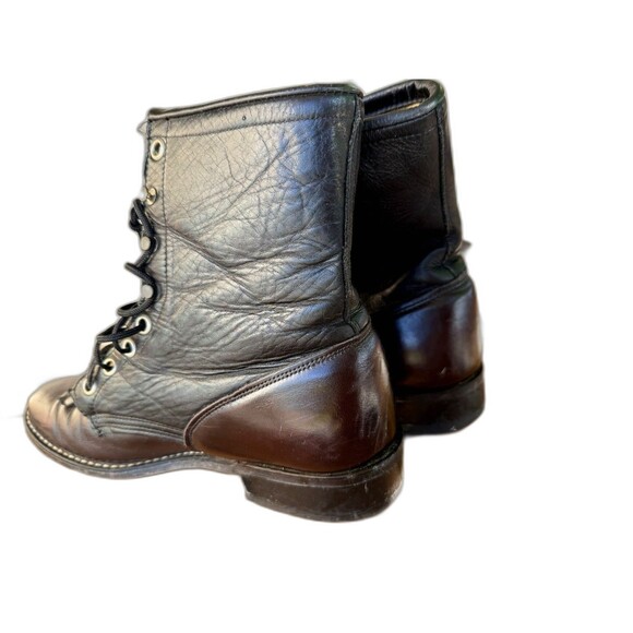Laredo Two-Tone Leather Lace-Up Roper Boots 7.5D Men / Women 9 Made in USA - Picture 6 of 8